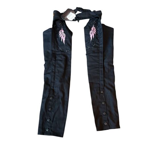 Milwaukee Leather SH1956 Women's 'Winged' Black And Pink Chaps • small - Picture 2 of 9